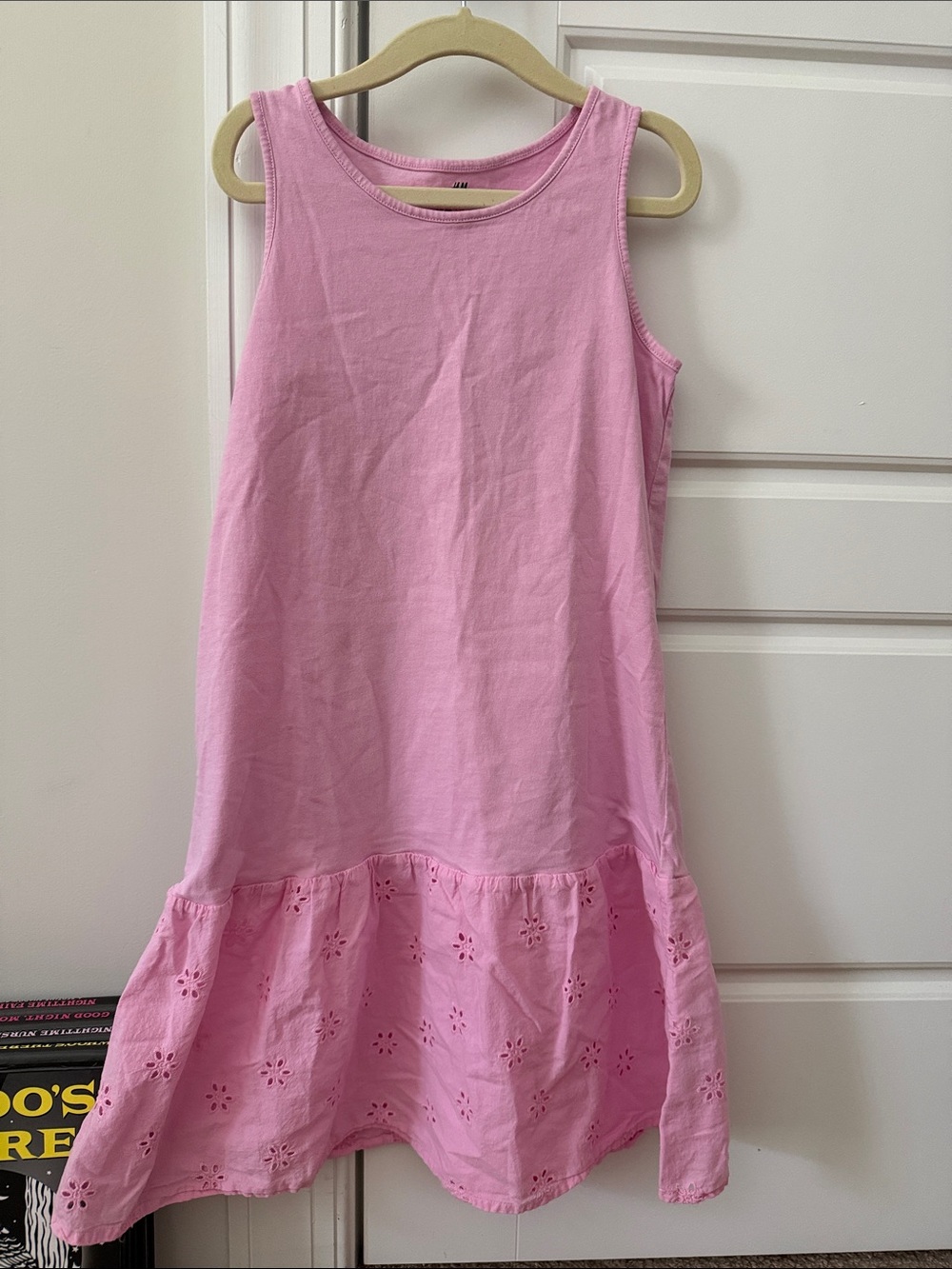 H&M Girls' Light Pink Sleeveless Eyelet Hem Dress